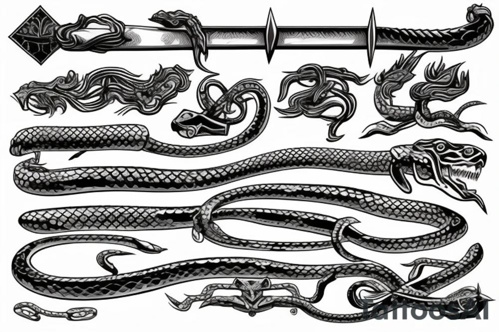 a sword with a snake tattoo idea