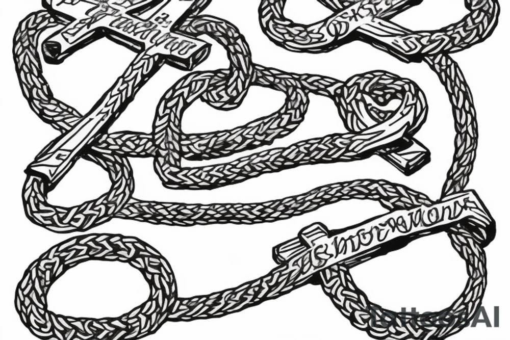text saying "joshua 1:9" with cross necklace intertwined tattoo idea text saying "joshua 1:9" with cross necklace intertwined tattoo idea