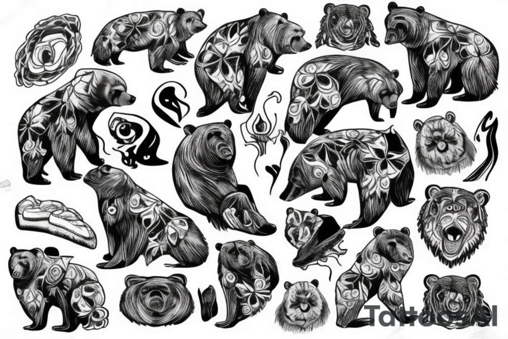 Bear wrapping around fore arm tattoo idea