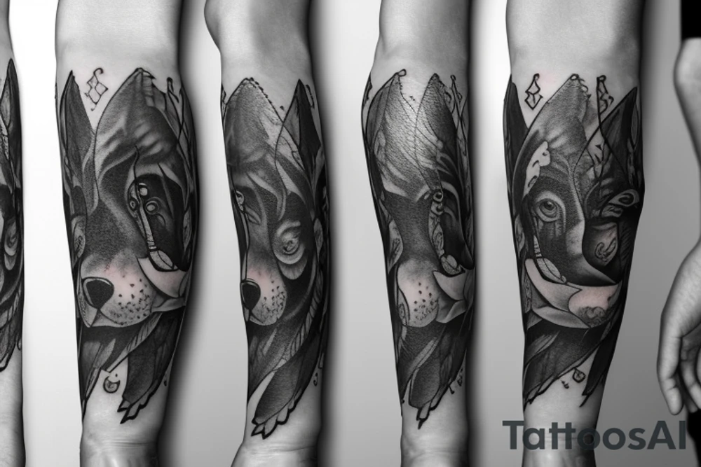 Bear wrapping around fore arm tattoo idea