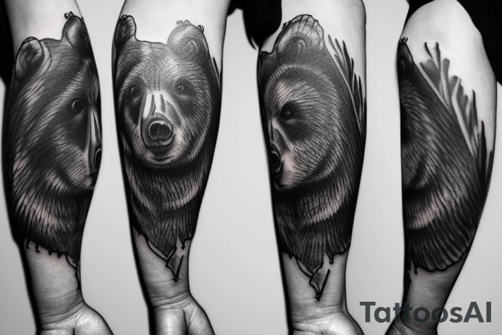 Bear wrapping around fore arm tattoo idea