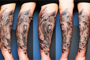 Bear wrapping around fore arm tattoo idea