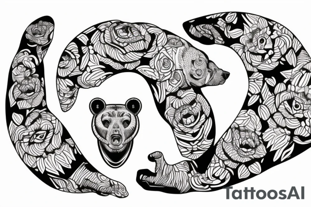 Bear wrapping around fore arm tattoo idea