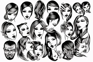 Women holding mans head tattoo idea