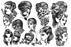 Women holding mans head tattoo idea