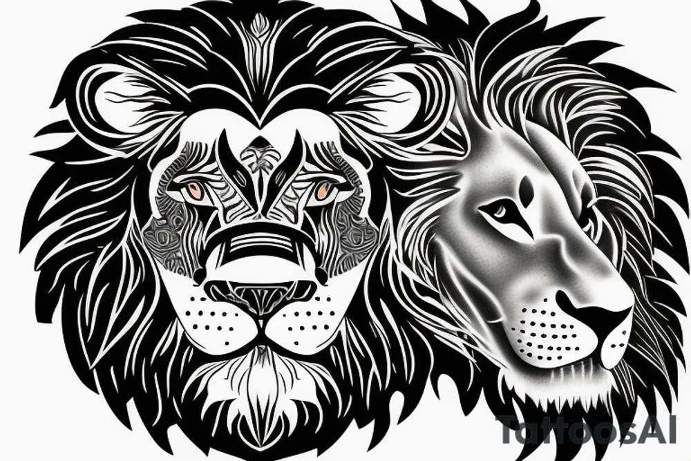 Lion and Cub Reflection tattoo idea