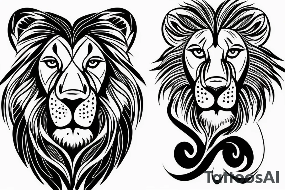 Lion and Cub Reflection tattoo idea