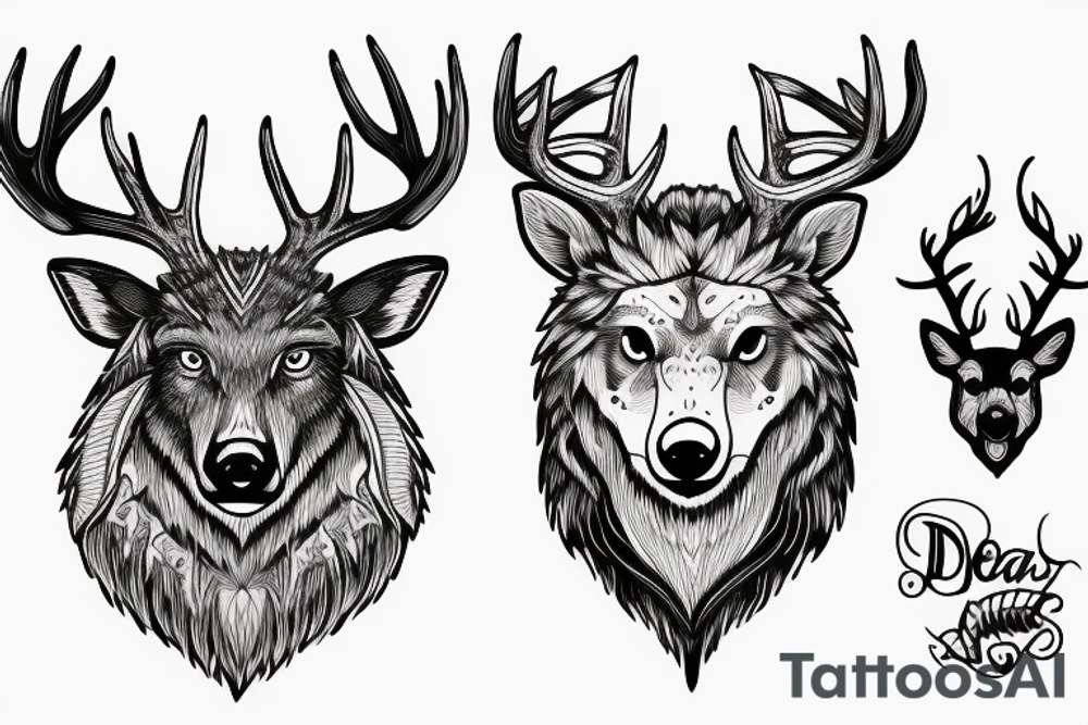 A deer with antlers with a bear, wolf and eagle underneath tattoo idea A deer with antlers with a bear, wolf and eagle underneath tattoo idea