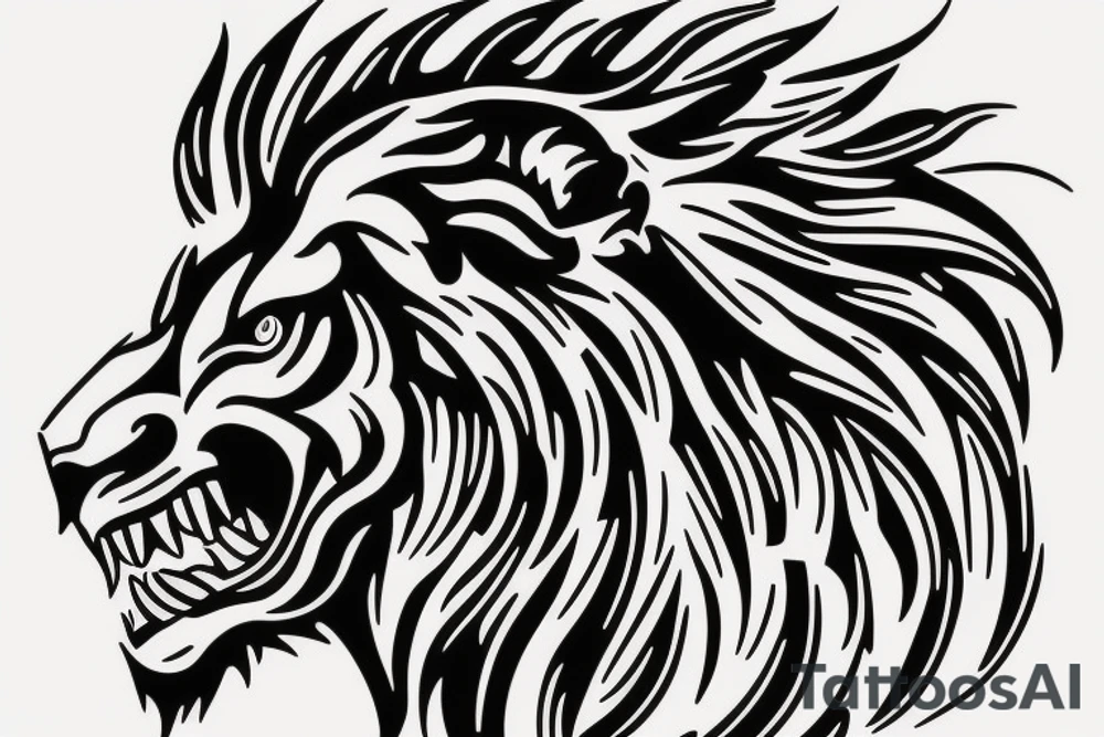 Growling Lion profile tattoo idea
