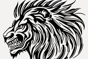 Growling Lion profile tattoo idea
