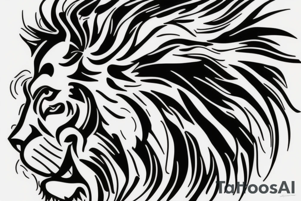 Growling Lion profile tattoo idea