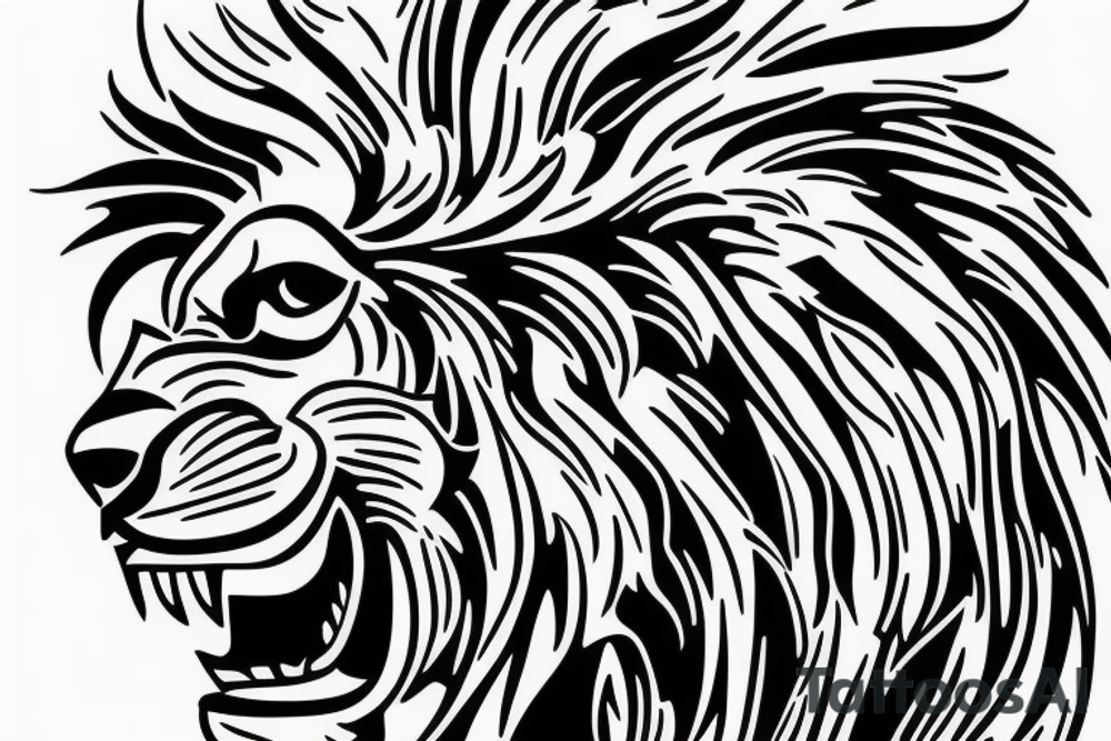 Growling Lion profile tattoo idea