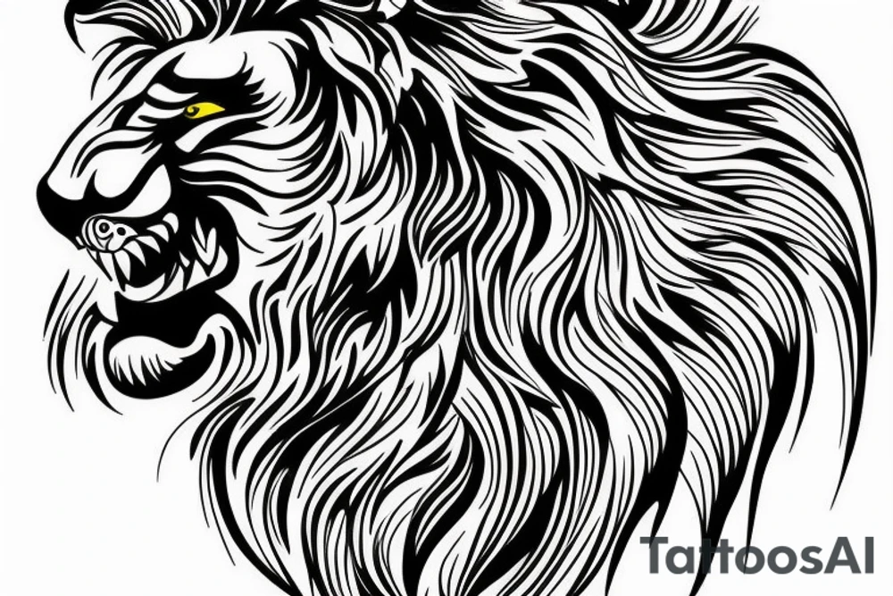 Growling Lion profile tattoo idea