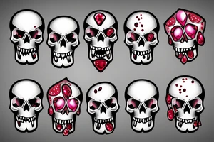 Skull biting down crushing diamond with blood and crushed diamond falling down from the skulls mouth tattoo idea