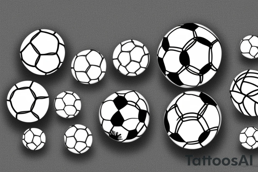A set of footballs representing family members tattoo idea