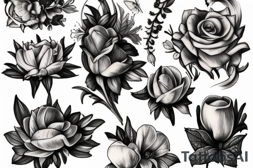 renaissance flower nature tattoo idea