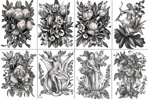 renaissance flower nature tattoo idea