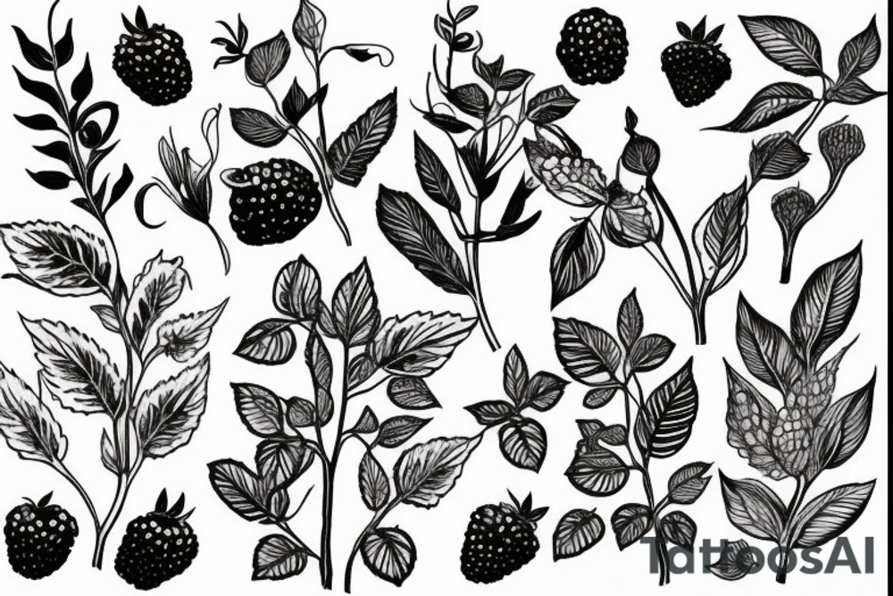 raspberry plant tattoo idea