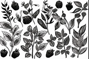 raspberry plant tattoo idea