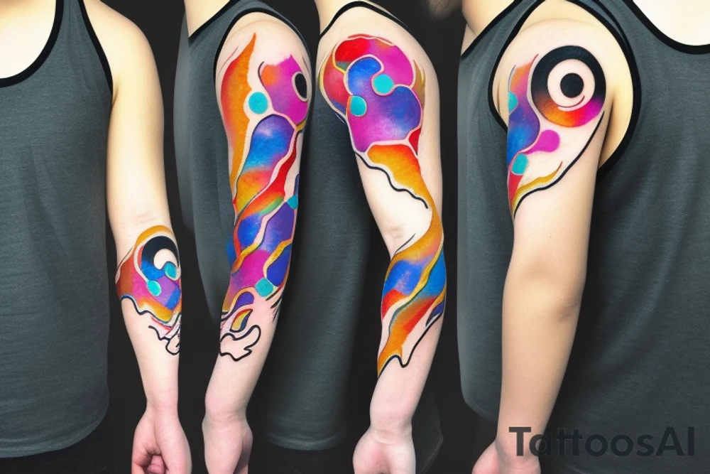 Abstract trident with Akatsuki cloud tattoo idea