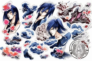 tryzub with Akatsuki cloud tattoo idea