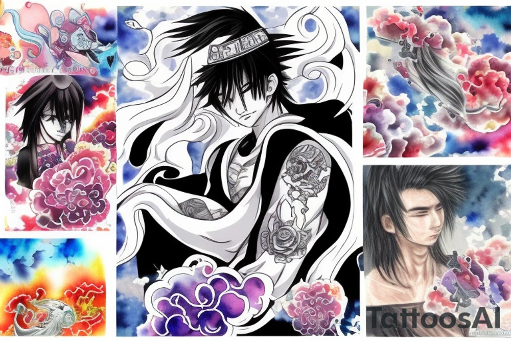 tryzub with Akatsuki cloud tattoo idea