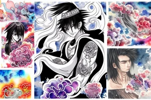 tryzub with Akatsuki cloud tattoo idea
