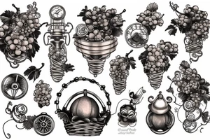 steam punk grape basket tattoo idea