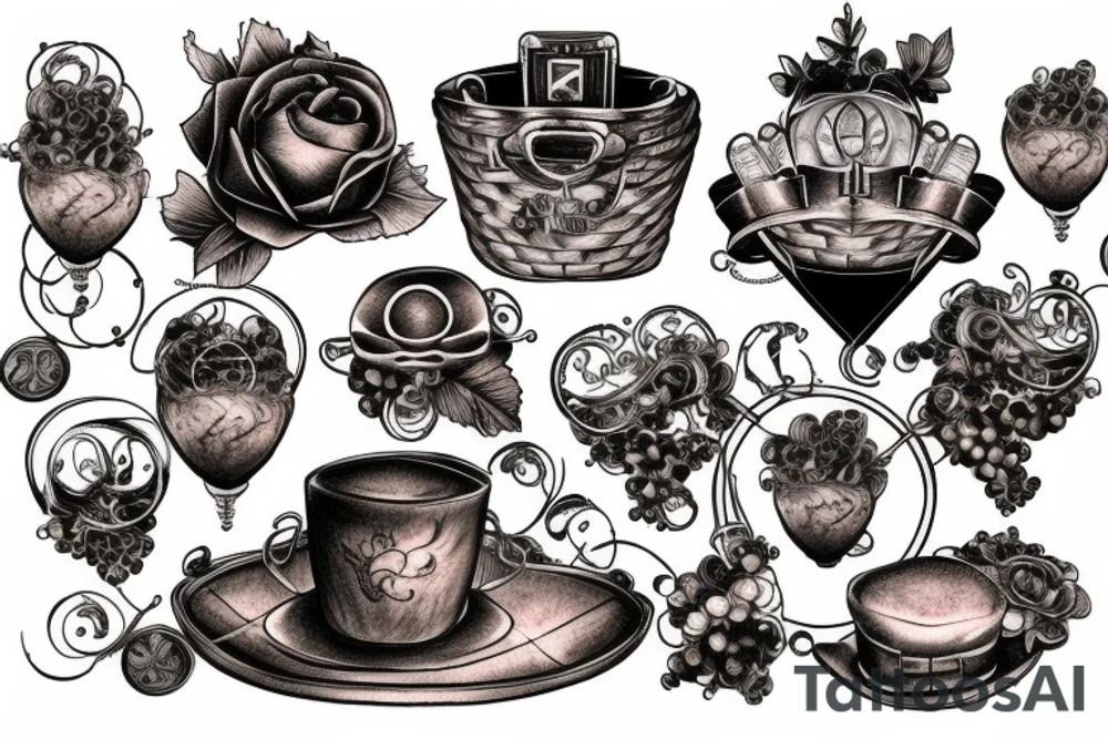 steam punk grape basket tattoo idea
