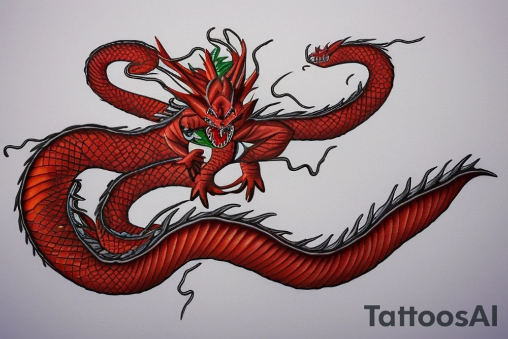 shenron dragon rising up from clouds tattoo idea