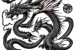 dragon rising up from clouds tattoo idea