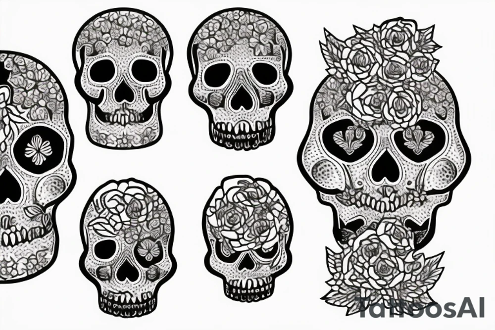 skulls and flowers tattoo idea
