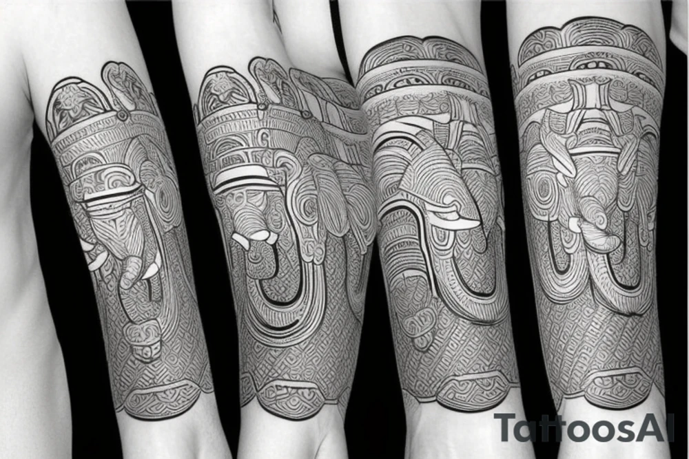 Elephant fighting samurai tattoo idea