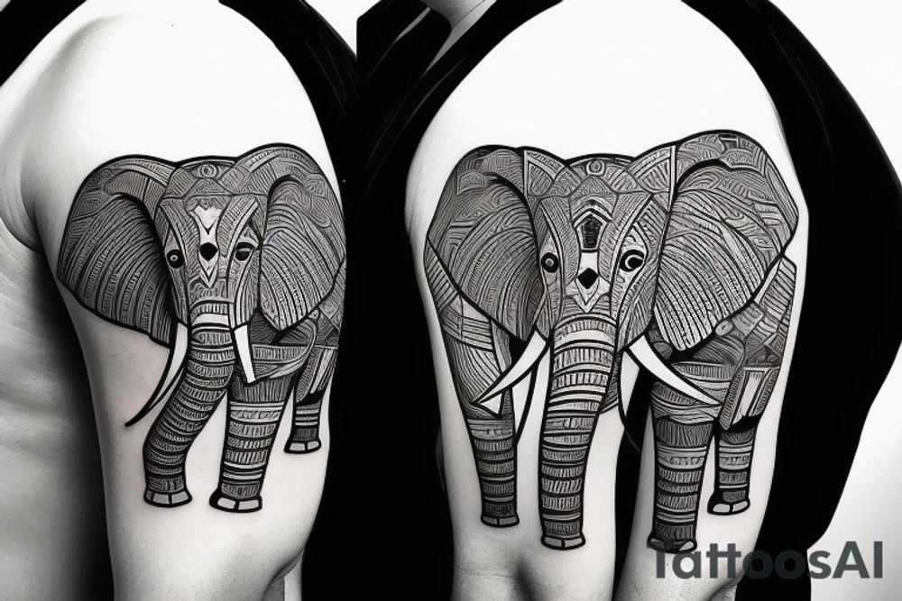 Elephant fighting samurai tattoo idea