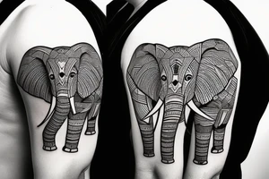 Elephant fighting samurai tattoo idea