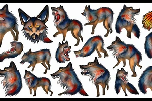 a wolf roaring into the air tattoo idea