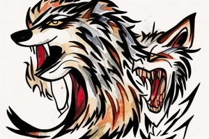 a wolf roaring into the air tattoo idea