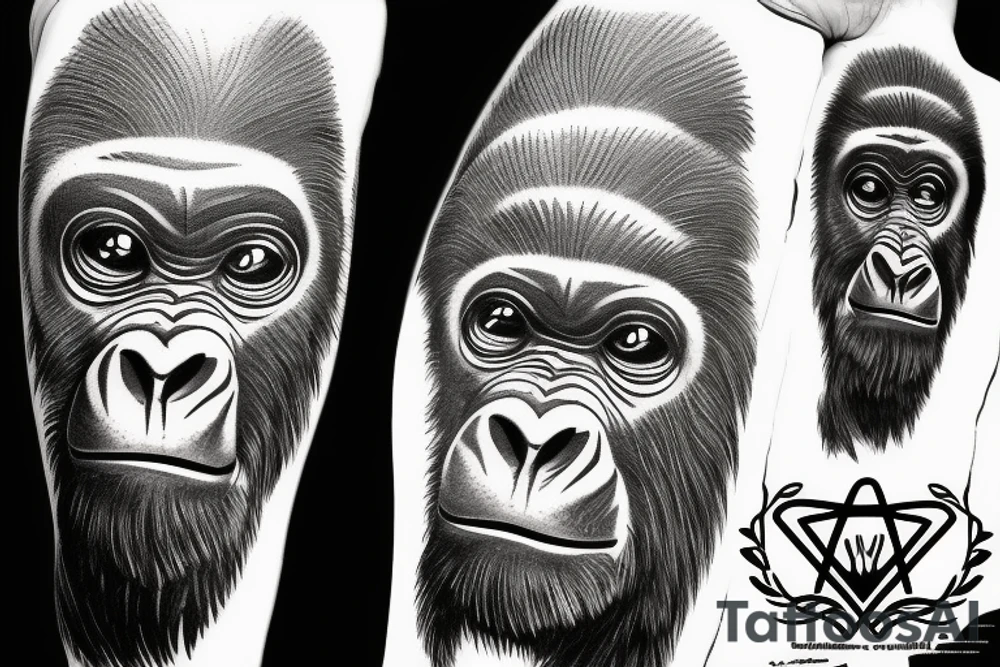 Gorilla with dna symbol behind it tattoo idea