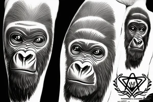 Gorilla with dna symbol behind it tattoo idea