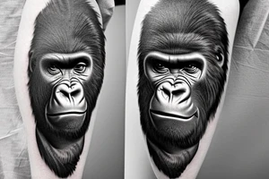 Gorilla with dna symbol behind it tattoo idea