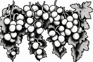 Grape vine with two to three bunches of grapes with the name Lupe coming out of the vines. tattoo idea