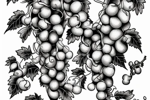 Grape vine with two to three bunches of grapes with the name Lupe coming out of the vines. tattoo idea