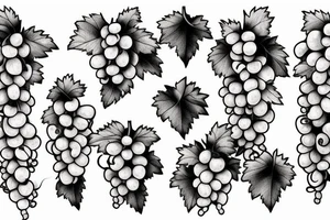 Grape vine with two to three bunches of grapes with the name Lupe coming out of the vines. tattoo idea
