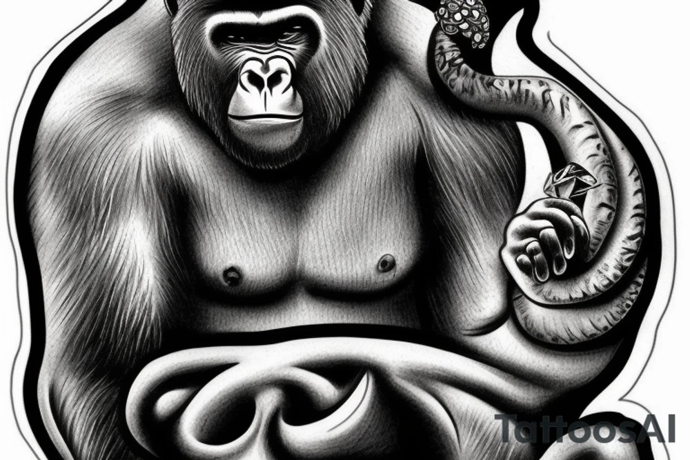 Gorilla with helix behind it tattoo idea