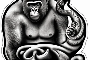 Gorilla with helix behind it tattoo idea