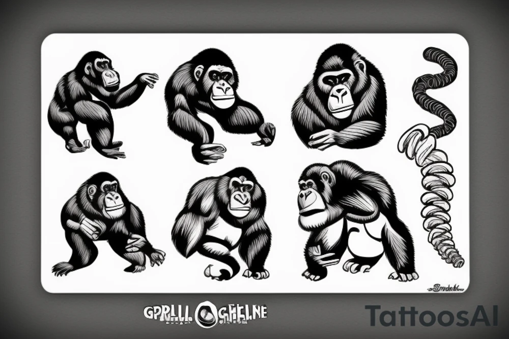 Gorilla with helix behind it tattoo idea