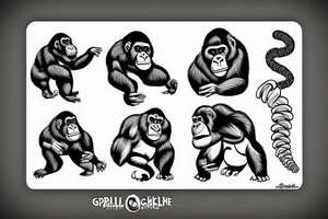 Gorilla with helix behind it tattoo idea