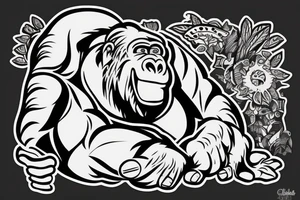Gorilla with helix behind it tattoo idea
