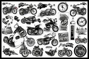 Travel around the world on mitorcycle tattoo idea