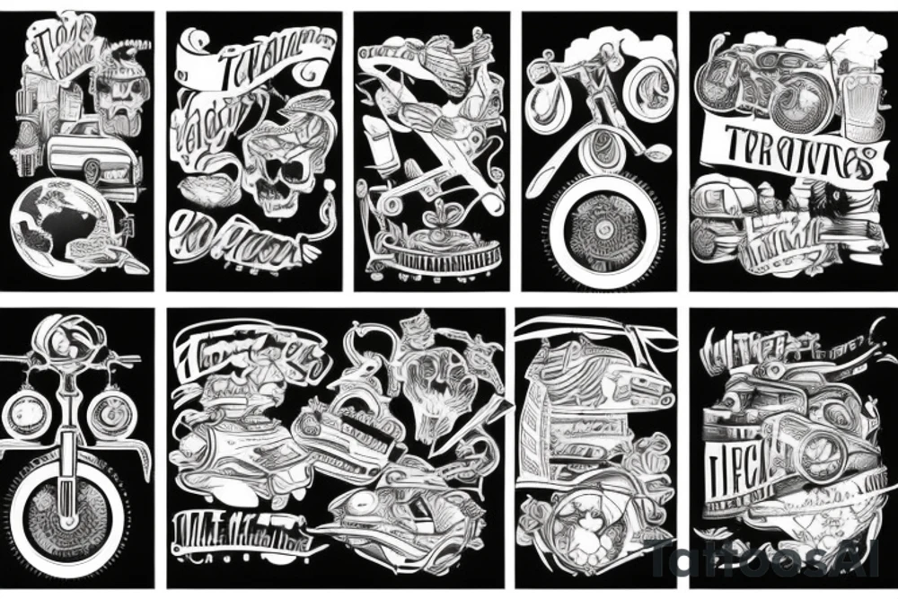 Travel around the world on mitorcycle tattoo idea